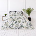 Bedding Set „Natural Emporium“. Green bedding set, 140x200 cm, 200x200 cm, 200x220 cm. Calm bedding with botanical motifs – an ideal choice for nature lovers.
