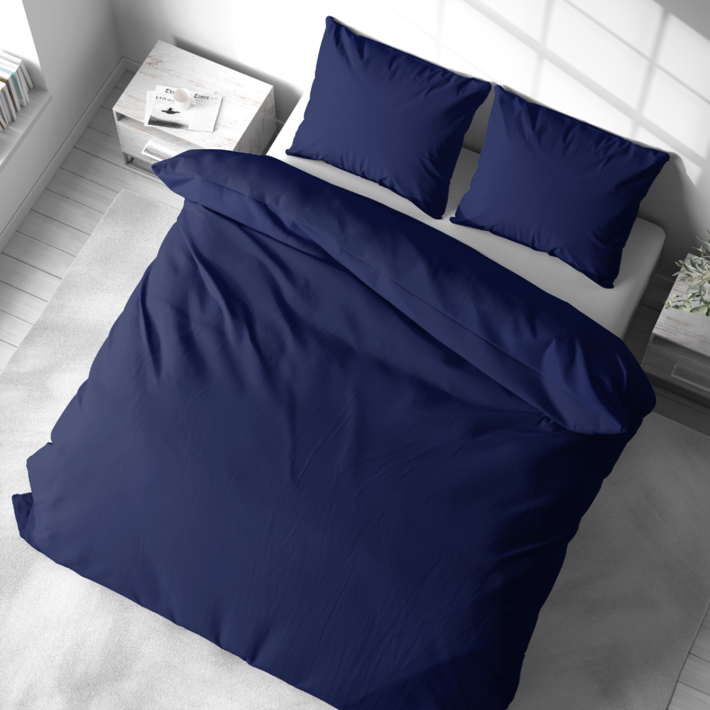 Bedding Set „Navy“. Bedding sets 155x200, 140x200 cm, 150x200 cm, 160x200 cm, 180x200 cm, 200x200 cm, 200x220 cm, 220x240 cm. Stylish dark blue bedding set, elevating your bedroom with sophistication.