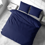 Bedding Set „Navy“. Bedding sets 155x200, 140x200 cm, 150x200 cm, 160x200 cm, 180x200 cm, 200x200 cm, 200x220 cm, 220x240 cm. Stylish dark blue bedding set, elevating your bedroom with sophistication.