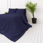 Bedding Set „Navy“. Bedding sets 155x200, 140x200 cm, 150x200 cm, 160x200 cm, 180x200 cm, 200x200 cm, 200x220 cm, 220x240 cm. Soothing dark blue bedding set for a serene bedroom ambiance.