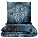 Bedding Set „Nebula“. Bedding sets 155x200, 140x200 cm, 150x200 cm, 160x200 cm, 180x200 cm, 200x200 cm, 200x220 cm, 220x240 cm. Dark marble bedding set with blue-grey abstract pattern