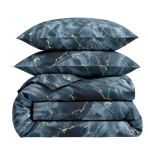 Bedding Set „Nebula“. Bedding sets 155x200, 140x200 cm, 150x200 cm, 160x200 cm, 180x200 cm, 200x200 cm, 200x220 cm, 220x240 cm. Dark marble bedding set with blue-grey abstract pattern
