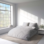 Bedding Set „Nimbus“. Gray bedding sets, 140x200 cm, 200x200 cm, 200x220 cm. Minimalist light grey bedding set, offering a serene and understated aesthetic to complement any decor style.