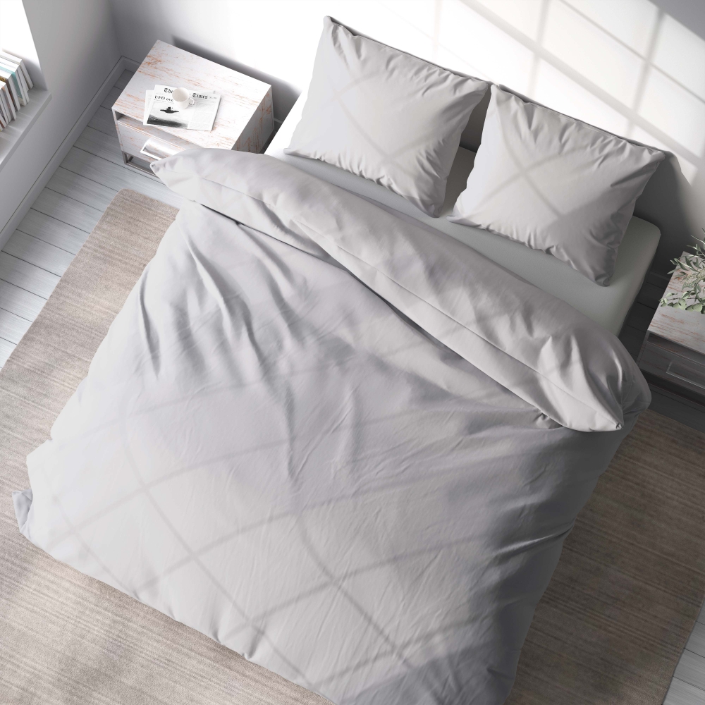 Bedding Set „Nimbus“. Gray bedding sets, 140x200 cm, 200x200 cm, 200x220 cm. Soothing light grey bedding set, perfect for creating a serene and relaxing atmosphere in your sleeping space.