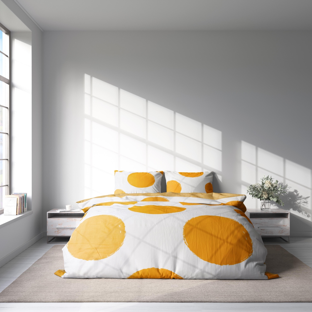Bedding Set „Orange Bliss“. Orange bedding sets, 140x200 cm, 150x200 cm, 160x200 cm, 180x200 cm, 200x200 cm, 200x220 cm