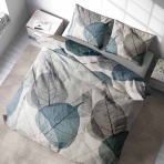 Bedding Set „Overgrowth“. White bedding sets, 200x200 cm, 200x220 cm. Bedding set design showcasing modern, leafy patterns in various colors.