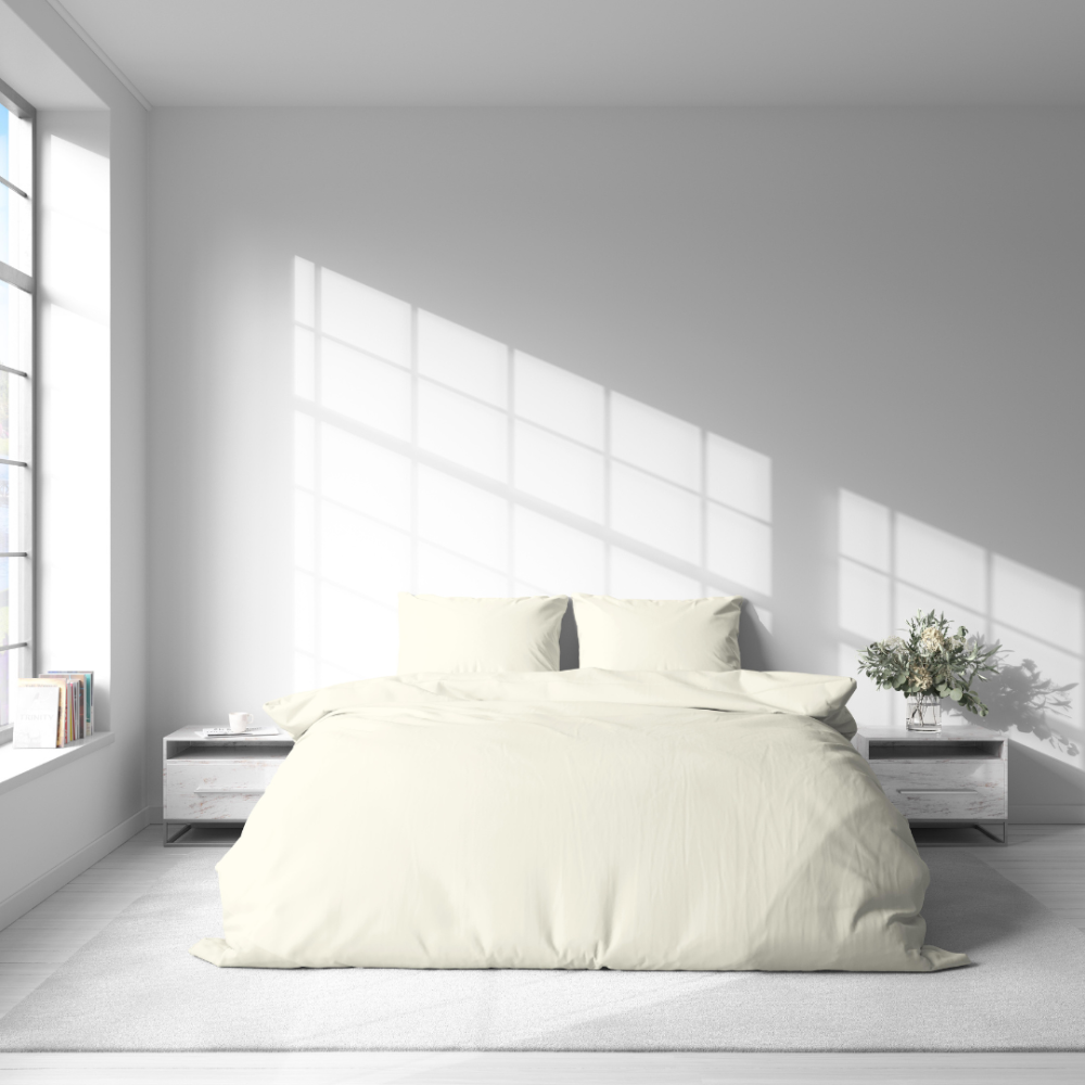 Bedding Set „Pale Vanilla“. Bedding sets 155x200, 140x200 cm, 150x200 cm, 160x200 cm, 180x200 cm, 200x200 cm, 200x220 cm, 220x240 cm. Soft cream bedding set without patterns.