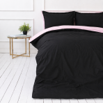 Bedding Set „Pink Panther“. Bedding sets 155x200, 140x200 cm, 150x200 cm, 160x200 cm, 180x200 cm, 200x200 cm, 200x220 cm, 220x240 cm. Reversible bedding set with black and light pink sides.