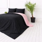 Bedding Set „Pink Panther“. Bedding sets 155x200, 140x200 cm, 150x200 cm, 160x200 cm, 180x200 cm, 200x200 cm, 200x220 cm, 220x240 cm. Modern reversible bedding set in black with pink accent.