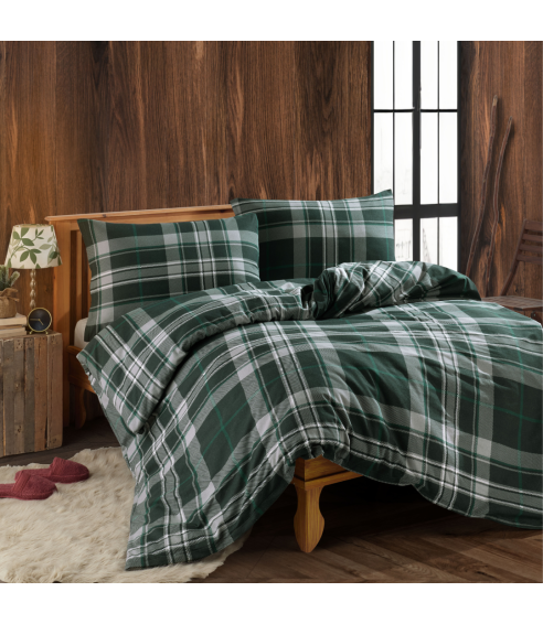 Bedding Set „Plaid Green Flannel“. Cotton bedding sets