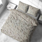 Bedding Set „Prairie Flora“. Beige bedding sets, 140x200 cm, 150x200 cm, 160x200 cm, 180x200 cm, 200x200 cm, 200x220 cm, 220x240 cm. Pastel-colored bedding set with a light nature-inspired pattern