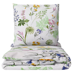Bedding Set „Primavera“. Bedding sets 155x200, 140x200 cm, 150x200 cm, 160x200 cm, 180x200 cm, 200x200 cm, 200x220 cm, 220x240 cm. White bedding set with green leaves and colorful meadow flowers Bedding Set „Primavera“. Bedding sets 155x200, 140x200 cm, 150x200 cm, 160x200 cm, 180x200 cm, 200x200 cm, 200x220 cm, 220x240 cm. White bedding set with green leaves and colorful meadow flowers
