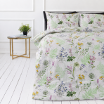 Bedding Set „Primavera“. Bedding sets 155x200, 140x200 cm, 150x200 cm, 160x200 cm, 180x200 cm, 200x200 cm, 200x220 cm, 220x240 cm. White bedding with green plant motifs and pastel flower details Bedding Set „Primavera“. Bedding sets 155x200, 140x200 cm, 150x200 cm, 160x200 cm, 180x200 cm, 200x200 cm, 200x220 cm, 220x240 cm. White bedding with green plant motifs and pastel flower details