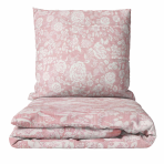 Bedding Set „Provance Coral“. Pink bedding, 140x200 cm, 200x200 cm, 200x220 cm. Bedding set in soft pink color with elegant white rose designs, adding a romantic touch to your bedroom.