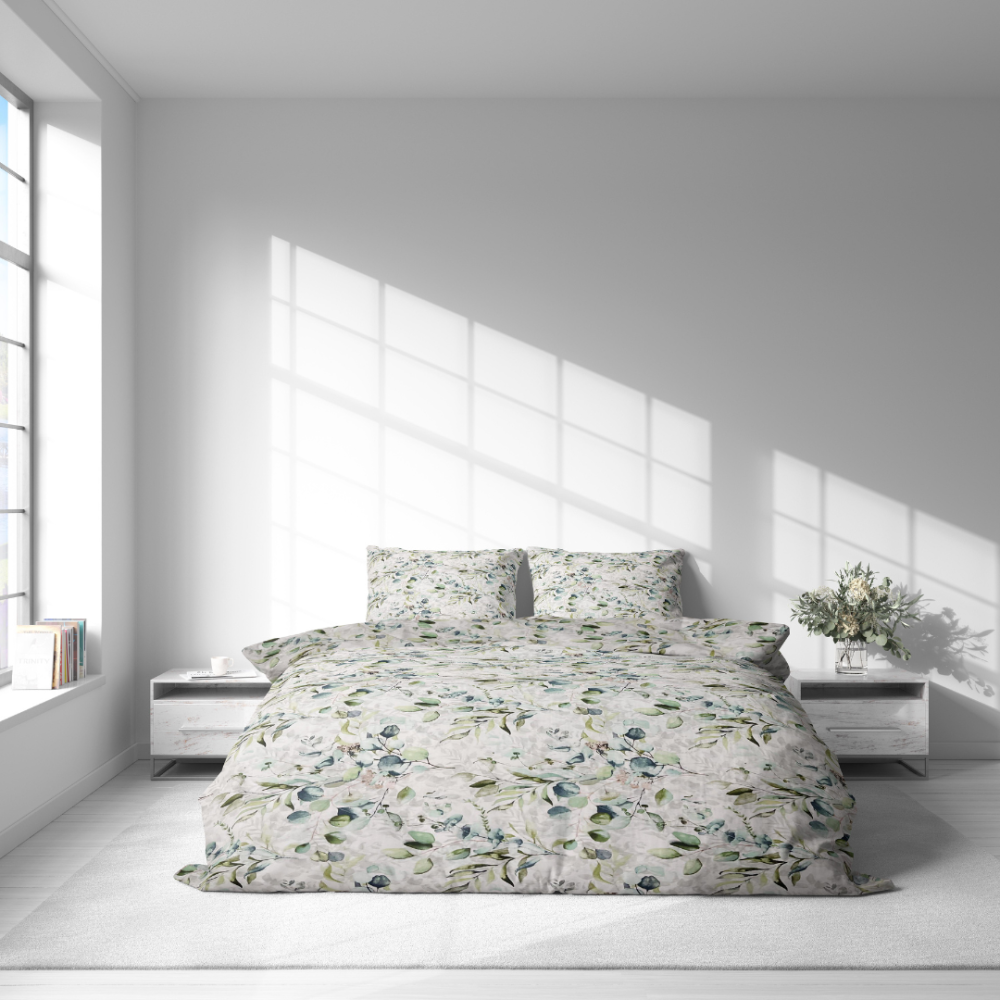 Bedding Set „Quiet Greens“. Bedding sets with plants, 140x200 cm, 200x200 cm, 200x220 cm, 220x240 cm
