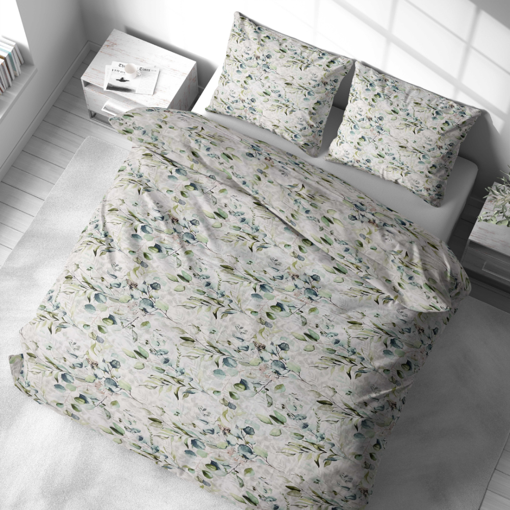 Bedding Set „Quiet Greens“. Bedding sets with plants, 140x200 cm, 200x200 cm, 200x220 cm, 220x240 cm