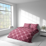 Bedding Set „Rouge“. Bedding sets 155x200, 140x200 cm, 150x200 cm, 160x200 cm, 180x200 cm, 200x200 cm, 200x220 cm. Deep red bedding set decorated with geometric ornament