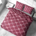 Bedding Set „Rouge“. Bedding sets 155x200, 140x200 cm, 150x200 cm, 160x200 cm, 180x200 cm, 200x200 cm, 200x220 cm. Dark red bedding set with floral motifs and lines
