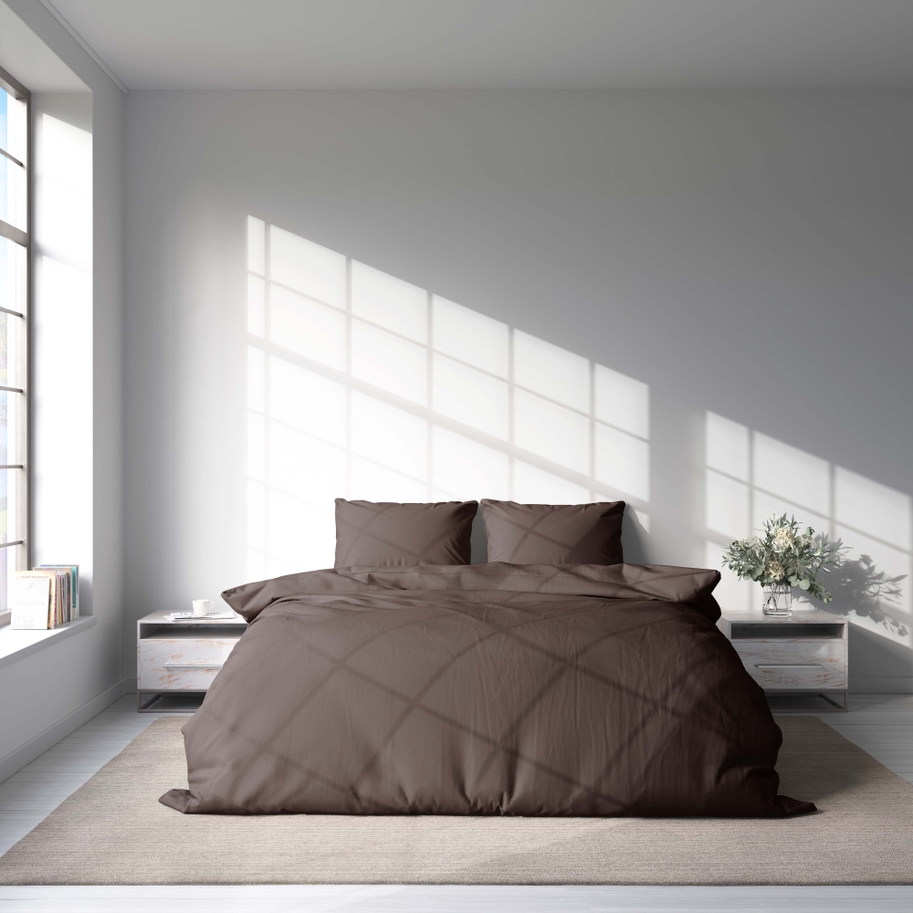 Bedding Set „Shaved chocolat“. Brown bedding sets, 140x200 cm, 200x200 cm, 200x220 cm. Timeless dark brown bedding set, adding a touch of classic refinement to your bedroom decor.