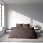 Bedding Set „Shaved chocolat“. Brown bedding sets, 140x200 cm, 200x200 cm, 200x220 cm. Timeless dark brown bedding set, adding a touch of classic refinement to your bedroom decor.