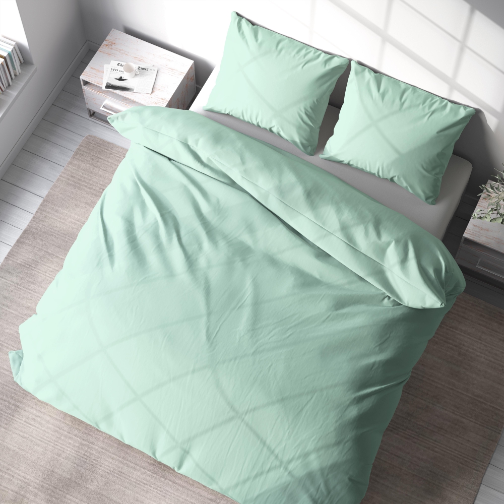 Bedding Set „Spring Dew“. Bedding sets 135x200, 140x200 cm, 150x200 cm, 160x200 cm, 180x200 cm, 200x200 cm, 200x220 cm, 220x240 cm. Stylish mint-colored bedding set, bringing a sense of calm to your bedroom.
