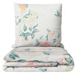 Bedding Set „Spring Melody“. Green bedding set, 140x200 cm, 200x200 cm, 200x220 cm. The delicate floral and leaf pattern on this bedding brings freshness and light to the bedroom. perfect for spring.