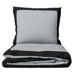Bedding Set „Squared Light“. Patterned bedding sets, 200x220 cm. Gorgeous light grey bedding with a bold black frame, exuding elegance and modern charm.