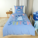 Bedding Set „Stitch Blue“. Kids bedding, 135x200 cm. Blue bedding design with stitch, pink ears and colourful stars. Bedding Set „Stitch Blue“. Kids bedding, 135x200 cm. Blue bedding design with stitch, pink ears and colourful stars.