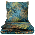 Bedding Set „Sunset Spirit“. Bedding sets 155x200, 140x200 cm, 150x200 cm, 160x200 cm, 180x200 cm, 200x200 cm, 200x220 cm, 220x240 cm. Dark green bedding set with tropical leaf design.