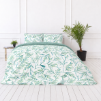 Bedding Set „Teal Grove“. Green bedding set, 140x200 cm, 200x200 cm, 200x220 cm. Botanical bedding with green, blue-green and olive leaf details Bedding Set „Teal Grove“. Green bedding set, 140x200 cm, 200x200 cm, 200x220 cm. Botanical bedding with green, blue-green and olive leaf details