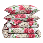 Bedding Set „Timeless Elegance“. Bedding sets 155x200, 140x200 cm, 150x200 cm, 160x200 cm, 180x200 cm, 200x200 cm, 200x220 cm, 220x240 cm. Floral bedding set with bright pink and cream peonies