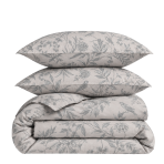 Bedding Set „Trel“. Gray bedding sets, 140x200 cm, 200x200 cm, 200x220 cm. Grey bedding set featuring subtle forest flower patterns for a calming, nature-inspired design.