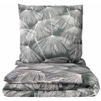 Bedding Set „Umbral Plumes“. Bedding sets 155x200, 140x200 cm, 150x200 cm, 160x200 cm, 180x200 cm, 200x200 cm, 200x220 cm, 220x240 cm. Dark grey bedding set with delicate feather pattern