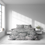 Bedding Set „Umbral Plumes“. Bedding sets 155x200, 140x200 cm, 150x200 cm, 160x200 cm, 180x200 cm, 200x200 cm, 200x220 cm, 220x240 cm. Dark bedding set with fine light linear detailing
