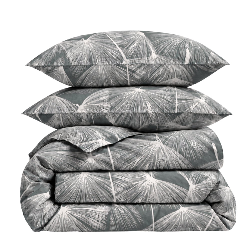 Bedding Set „Umbral Plumes“. Bedding sets 155x200, 140x200 cm, 150x200 cm, 160x200 cm, 180x200 cm, 200x200 cm, 200x220 cm, 220x240 cm. Dark grey bedding set with delicate feather pattern Bedding Set „Umbral Plumes“. Bedding sets 155x200, 140x200 cm, 150x200 cm, 160x200 cm, 180x200 cm, 200x200 cm, 200x220 cm, 220x240 cm. Dark grey bedding set with delicate feather pattern