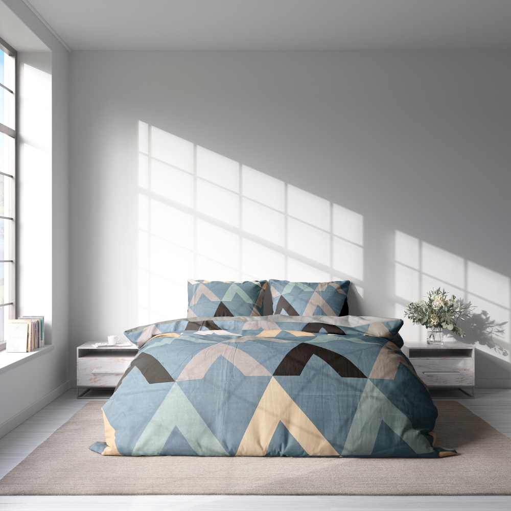 Bedding Set „Vertex“. Blue bedding sets, 150x200 cm