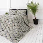 Bedding Set „Vibe“. Bedding sets 135x200, 140x200 cm, 200x200 cm, 200x220 cm. Bedding set with a gray background and yellow-black geometric pattern decoration.