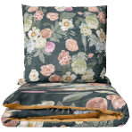 Bedding Set „Vintage Glamour“. Bedding sets 155x200, 140x200 cm, 150x200 cm, 160x200 cm, 180x200 cm, 200x200 cm, 200x220 cm. Dark green bedding set with floral pattern.