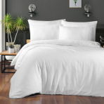 Bedding Set „White Ranforce“. White bedding sets, 140x200 cm, 200x200 cm, 200x220 cm. Classic white bedding set made from 100% cotton ranforce for timeless comfort and style.