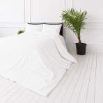 Bedding Set „White Stripes“. Patterned bedding sets, 140x200 cm, 150x200 cm, 160x200 cm, 180x200 cm, 200x200 cm, 200x220 cm. Crisp white bedding set with a refined stripe pattern for a clean, modern look. Bedding Set „White Stripes“. Patterned bedding sets, 140x200 cm, 150x200 cm, 160x200 cm, 180x200 cm, 200x200 cm, 200x220 cm. Crisp white bedding set with a refined stripe pattern for a clean, modern look.