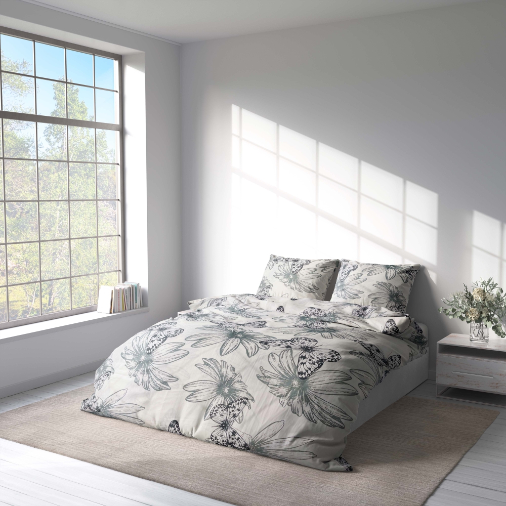 Bedding Set „Wildflower“. Bedding sets with plants, 140x200 cm, 150x200 cm, 160x200 cm, 180x200 cm, 200x200 cm, 200x220 cm