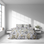 Bedding Set „Wildings“. Bedding sets 155x200, 140x200 cm, 150x200 cm, 160x200 cm, 180x200 cm, 200x200 cm, 200x220 cm, 220x240 cm. Blue-tinted bedding set with pronounced botanical outlines