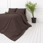 Percale Bedding Set „Brown Percale“. Bedding sets 150x200, 140x200 cm, 150x200 cm, 160x200 cm, 180x200 cm, 200x200 cm, 200x220 cm, 220x240 cm. Solid chocolate brown pillowcases.