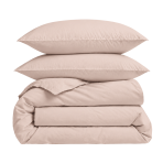 Percale Bedding Set „Classic Coffee Percale“. Bedding sets 150x200, 140x200 cm, 150x200 cm, 160x200 cm, 180x200 cm, 200x200 cm, 200x220 cm, 220x240 cm. Solid light beige bedding set with a soft pink tint.