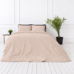 Percale Bedding Set „Classic Coffee Percale“. Bedding sets 150x200, 140x200 cm, 150x200 cm, 160x200 cm, 180x200 cm, 200x200 cm, 200x220 cm, 220x240 cm. Solid pinkish beige pillowcases without decorative motifs.