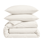 Percale Bedding Set „Snow White Percale“. Bedding sets 150x200, 140x200 cm, 150x200 cm, 160x200 cm, 180x200 cm, 200x200 cm, 200x220 cm, 220x240 cm. Solid cream white bedding set without a pattern.