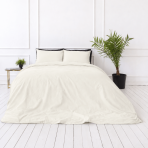 Percale Bedding Set „Snow White Percale“. Bedding sets 150x200, 140x200 cm, 150x200 cm, 160x200 cm, 180x200 cm, 200x200 cm, 200x220 cm, 220x240 cm. Solid ivory pillowcases.