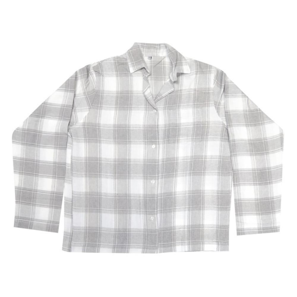 Pyjamas „Grey checks“, S/M, L, XL. Light-toned terry pajama made from fluffy cotton