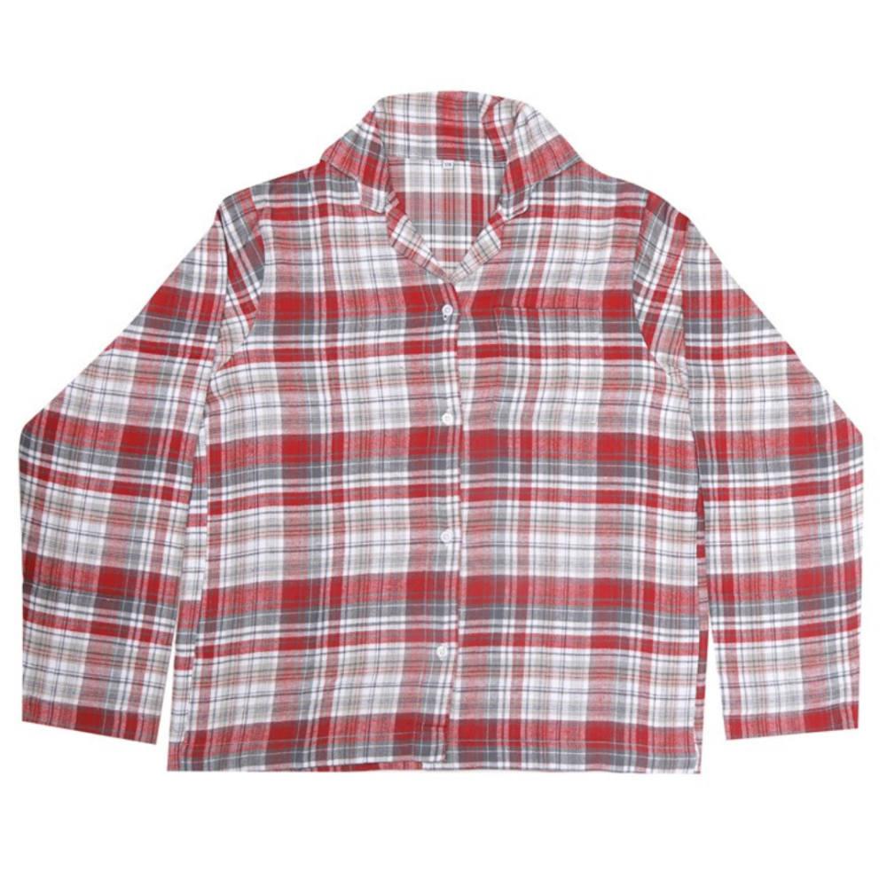 Pyjamas „Red checks“, L, XL. Classic plaid pajama in red and grey tones