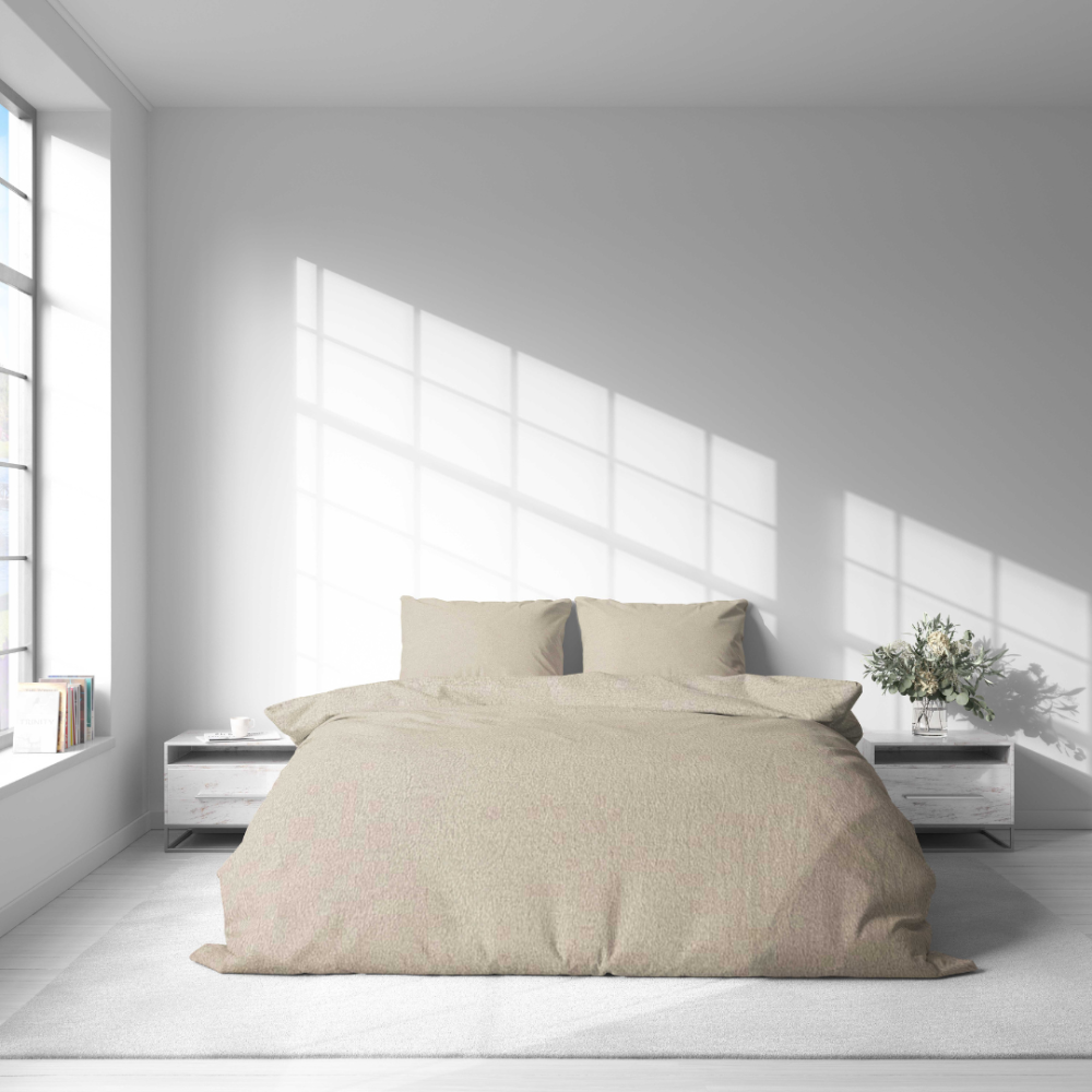 Plush Bedding Set “Minky Beige”. Plush Bedding, 200x220 cm. Classic sand plush bedding set creating warmth and comfort.